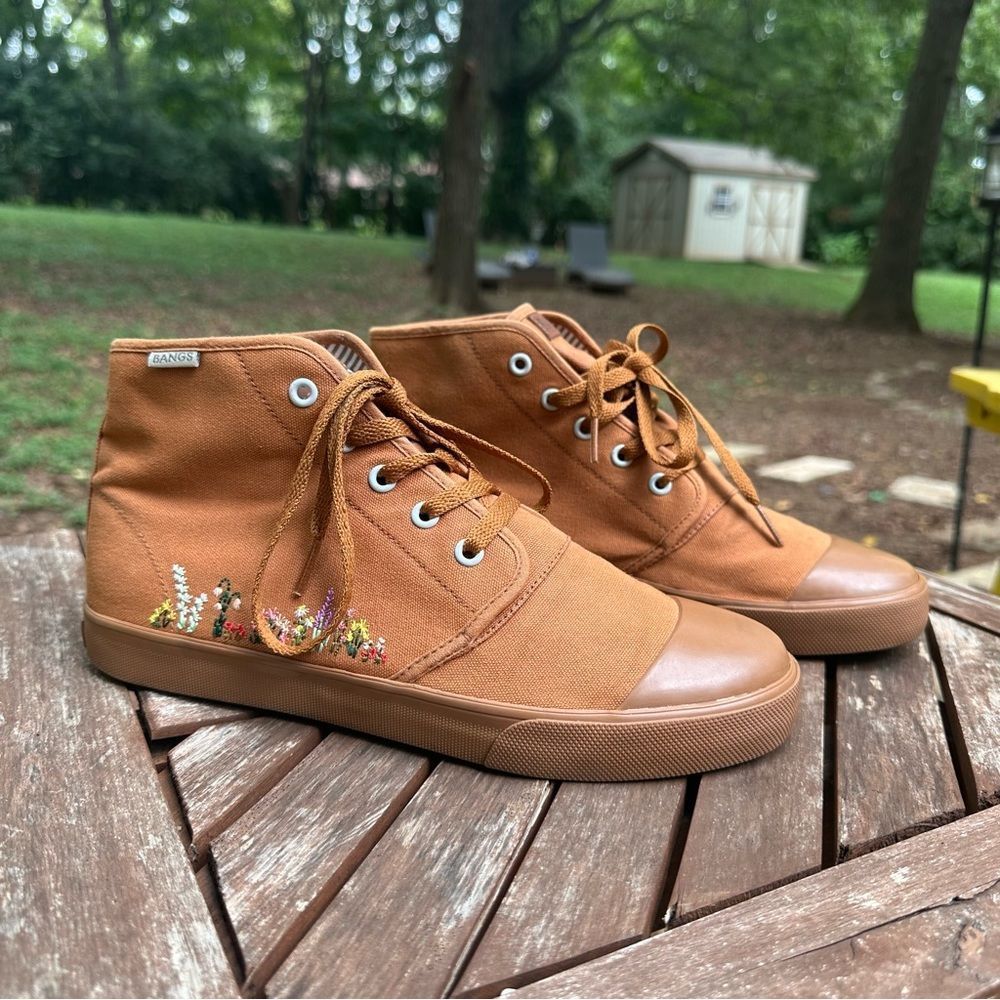 BANGS Sahara Sand Floral Embroidered High Tops
